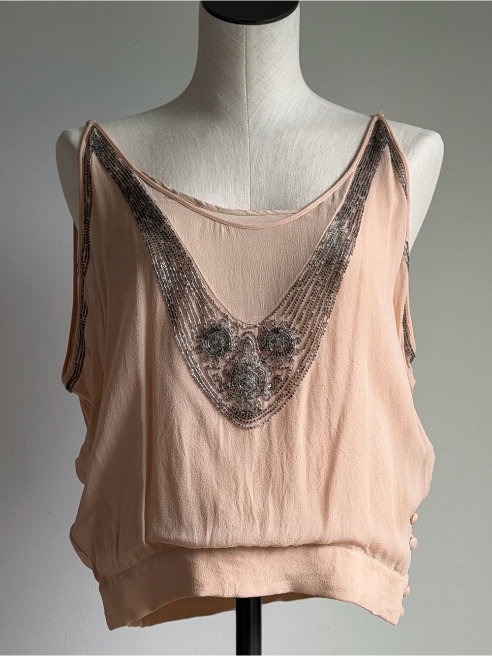 Mint Peach Beaded Sleeveless Camisole